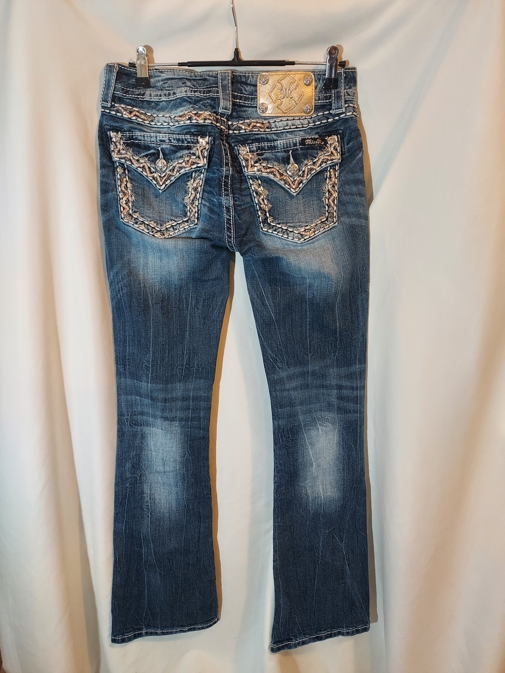 Miss Me Embellished Bootcut Jeans Rhinestone Pocket Bling Y2K Cowgirl - 27